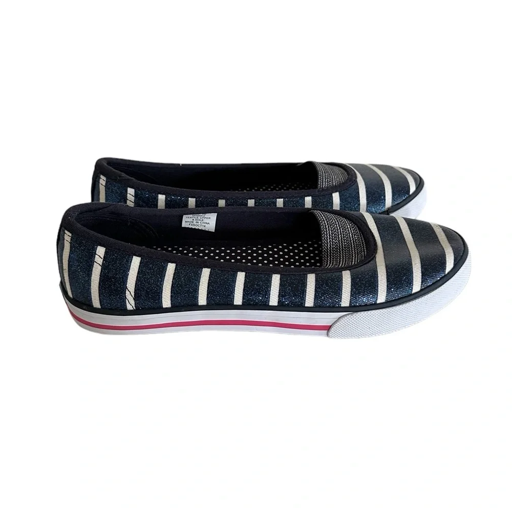 Hanna Andersson Mimmi Sneaker Navy Stripe Slip On Flats‎ Size 3
